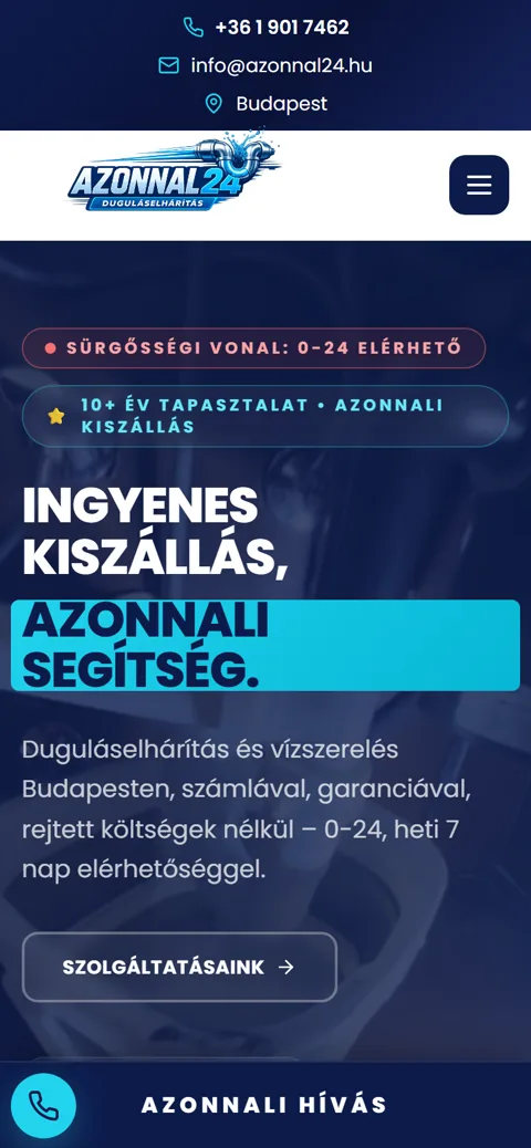 Azonnal24: mobil nézet