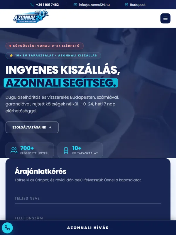 Azonnal24: tablet nézet