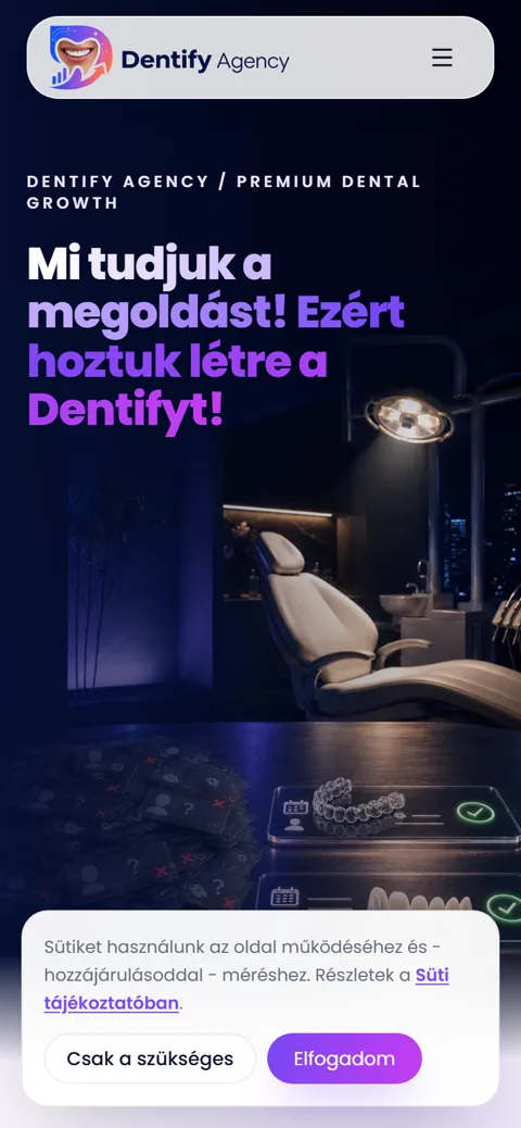 Dentify Agency: mobil nézet