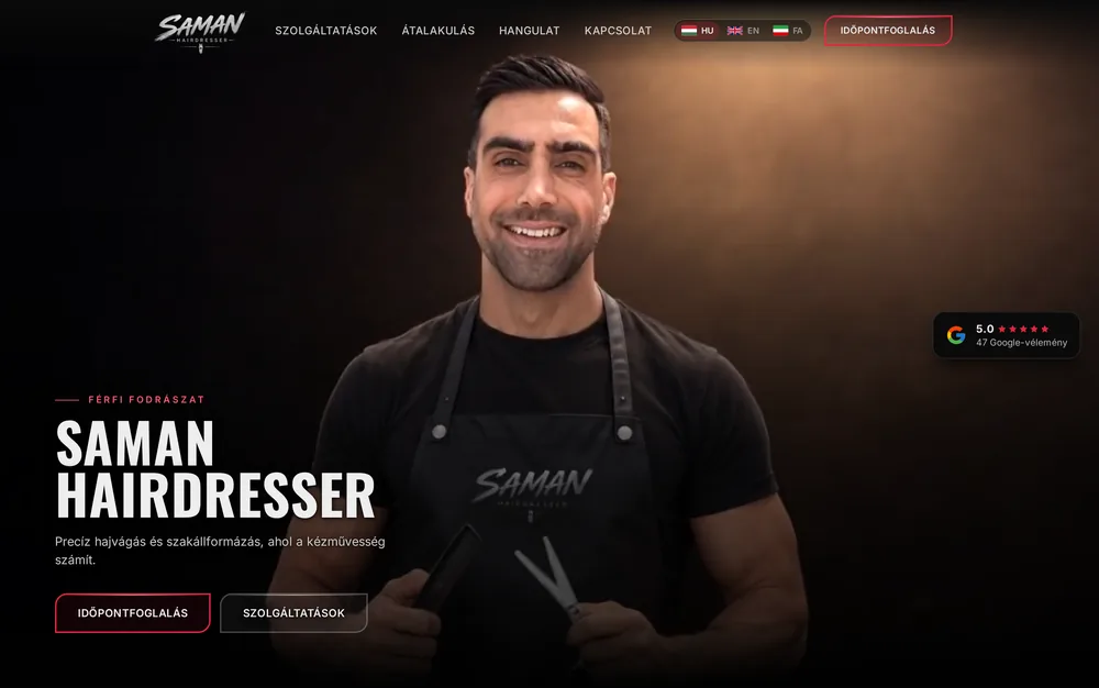 Saman Hairdresser: desktop nézet