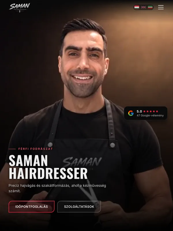 Saman Hairdresser: tablet nézet
